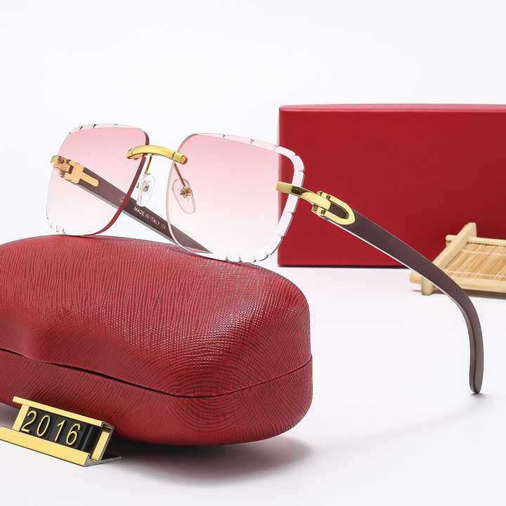 Rimless Shades Buffalo Horn Diamond Cut Sun Glasses Luxury Design Sunglasses for Men